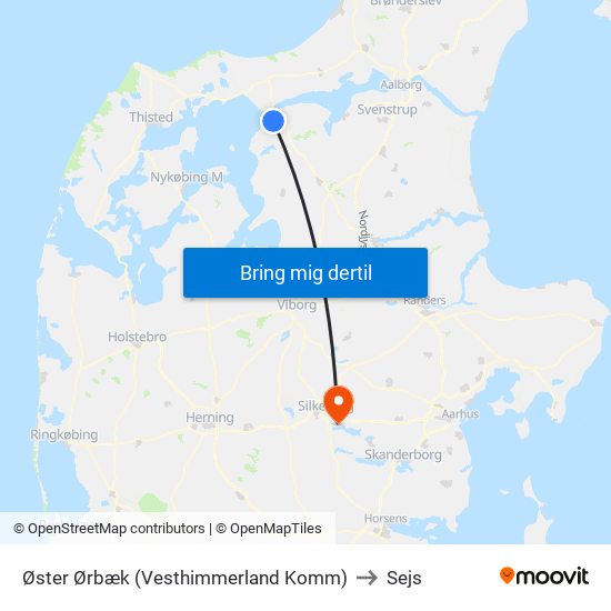 Øster Ørbæk (Vesthimmerland Komm) to Sejs map