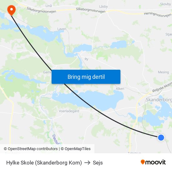 Hylke Skole (Skanderborg Kom) to Sejs map