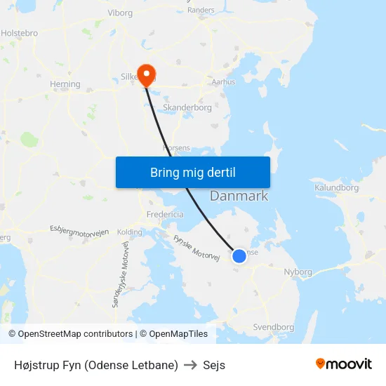 Højstrup Fyn (Odense Letbane) to Sejs map
