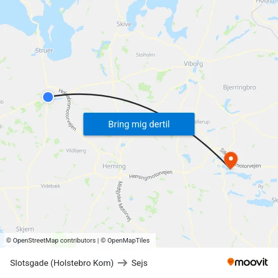 Slotsgade (Holstebro Kom) to Sejs map