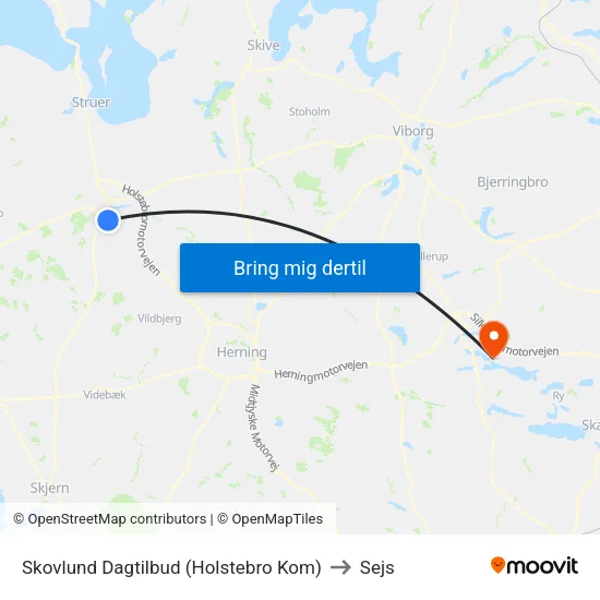 Skovlund Dagtilbud (Holstebro Kom) to Sejs map