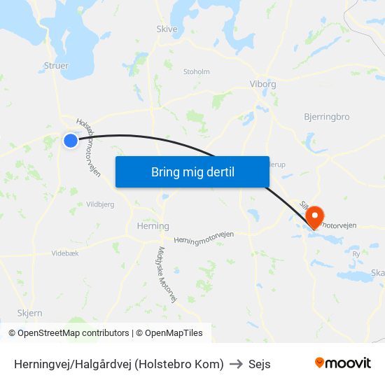 Herningvej/Halgårdvej (Holstebro Kom) to Sejs map