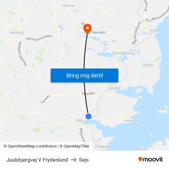 Juulsbjergvej V Frydenlund to Sejs map