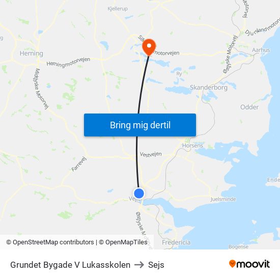 Grundet Bygade V Lukasskolen to Sejs map