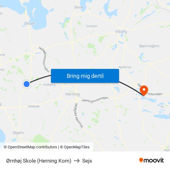 Ørnhøj Skole (Herning Kom) to Sejs map