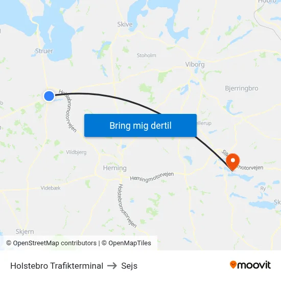 Holstebro Trafikterminal to Sejs map