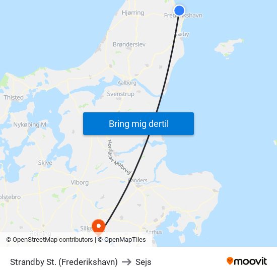 Strandby St. (Frederikshavn) to Sejs map