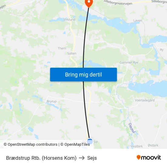 Brædstrup Rtb. (Horsens Kom) to Sejs map