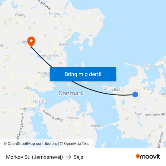 Mørkøv St. (Jernbanevej) to Sejs map