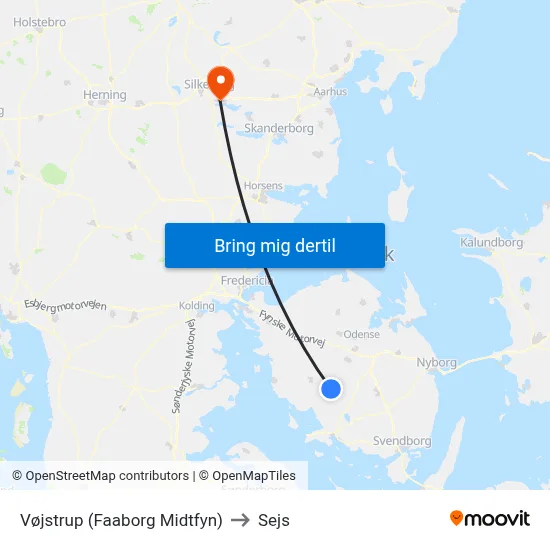 Vøjstrup (Faaborg Midtfyn) to Sejs map