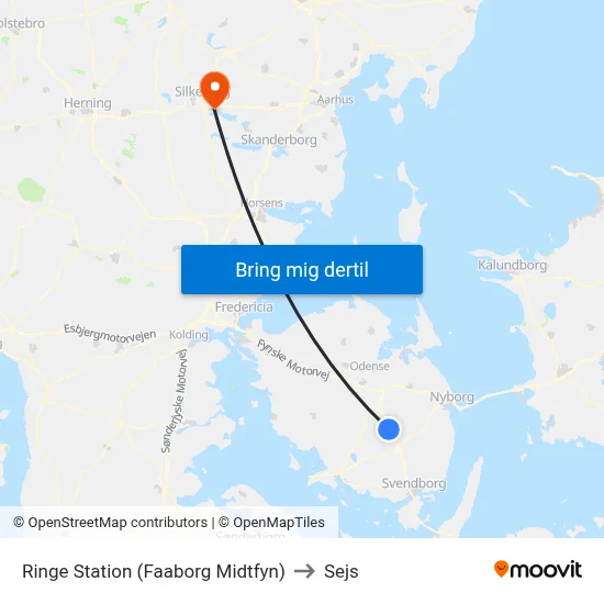 Ringe Station (Faaborg Midtfyn) to Sejs map
