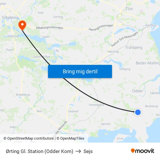Ørting Gl. Station (Odder Kom) to Sejs map