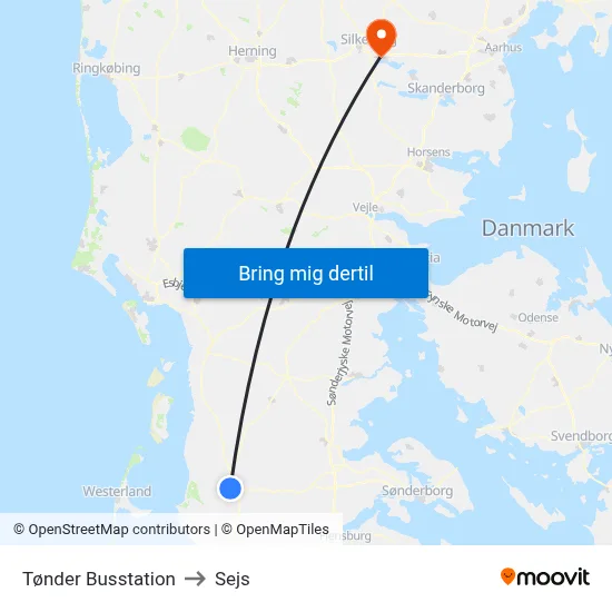Tønder Busstation to Sejs map