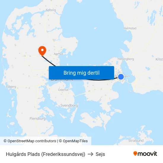 Hulgårds Plads (Frederikssundsvej) to Sejs map