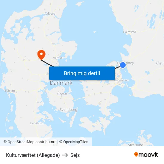 Kulturværftet (Allegade) to Sejs map
