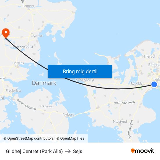 Gildhøj Centret (Park Allé) to Sejs map