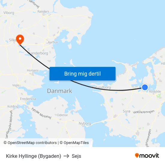 Kirke Hyllinge (Bygaden) to Sejs map