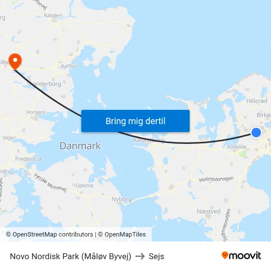 Novo Nordisk Park (Måløv Byvej) to Sejs map