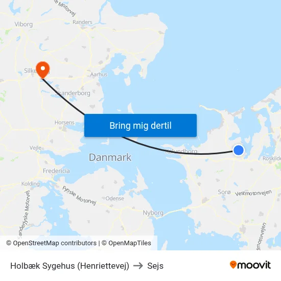 Holbæk Sygehus (Henriettevej) to Sejs map