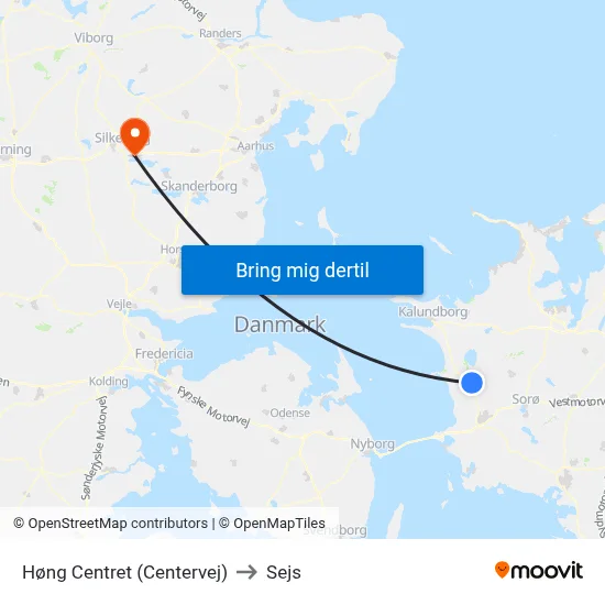 Høng Centret (Centervej) to Sejs map