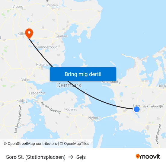 Sorø St. (Stationspladsen) to Sejs map