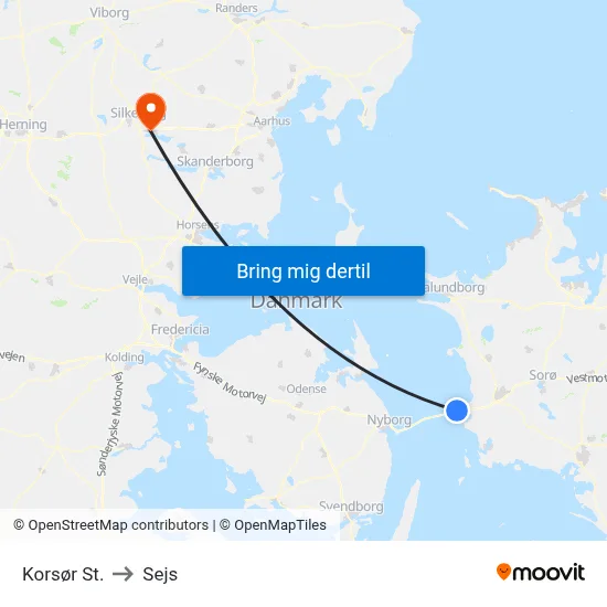 Korsør St. to Sejs map