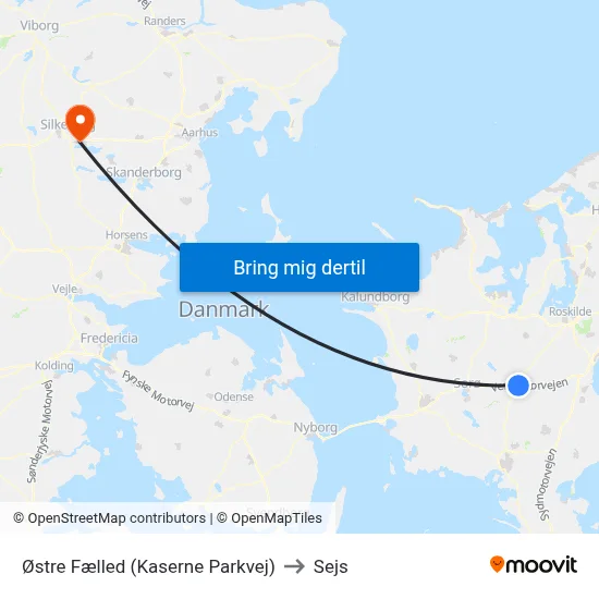Østre Fælled (Kaserne Parkvej) to Sejs map