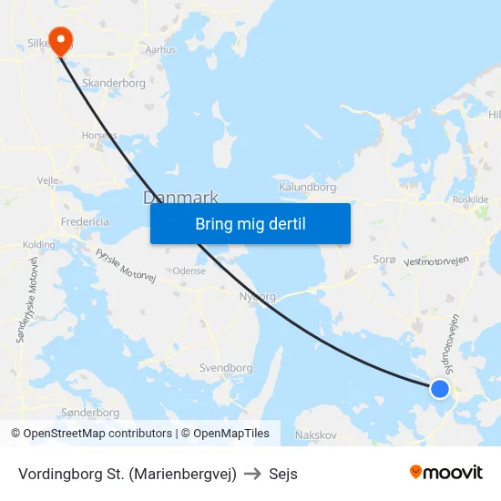 Vordingborg St. (Marienbergvej) to Sejs map