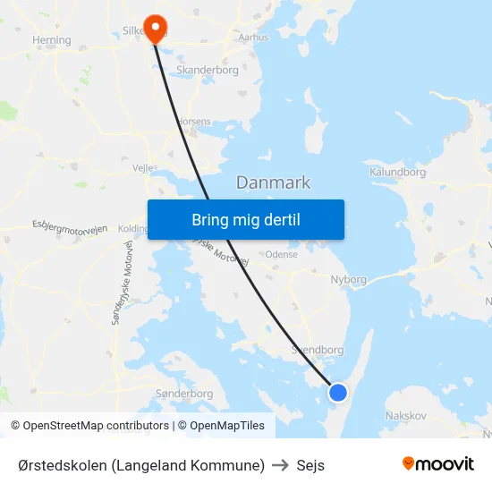 Ørstedskolen (Langeland Kommune) to Sejs map