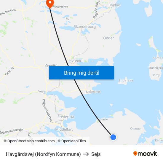 Havgårdsvej (Nordfyn Kommune) to Sejs map