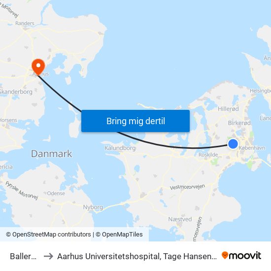 Ballerup St. to Aarhus Universitetshospital, Tage Hansens Gade, Afdeling 70 map