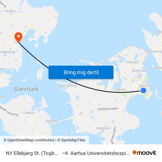 NY Ellebjerg St. (Togbus) to Aarhus Universitetshospital map