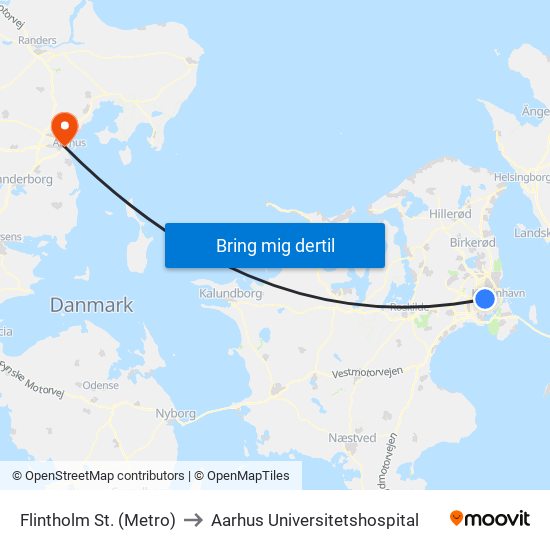 Flintholm St. (Metro) to Aarhus Universitetshospital map