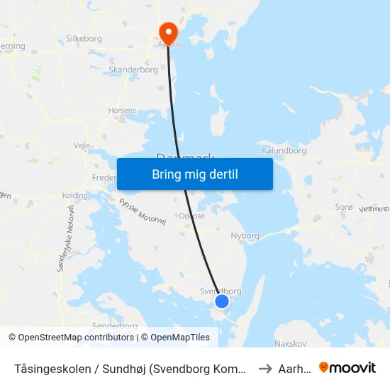 Tåsingeskolen / Sundhøj (Svendborg Kommune) to Aarhus map