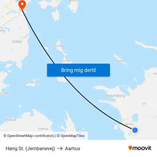 Høng St. (Jernbanevej) to Aarhus map