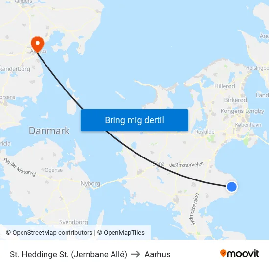 St. Heddinge St. (Jernbane Allé) to Aarhus map