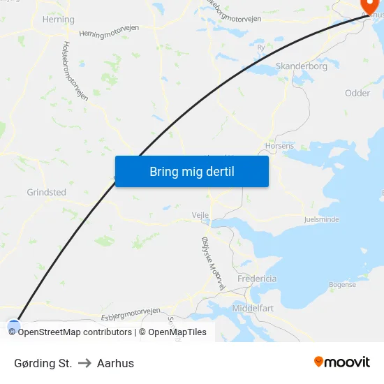 Gørding St. to Aarhus map
