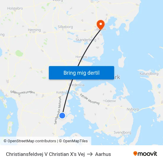 Christiansfeldvej V Christian X's Vej to Aarhus map