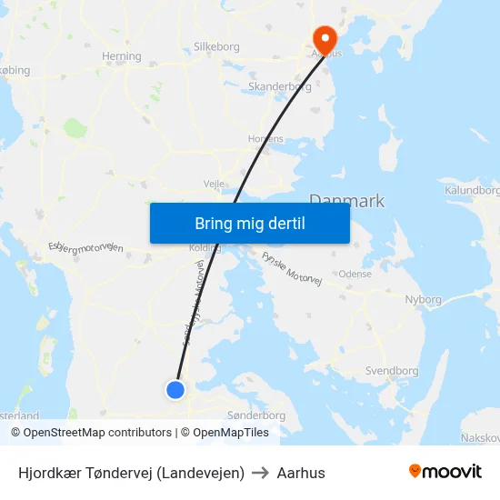 Hjordkær Tøndervej (Landevejen) to Aarhus map