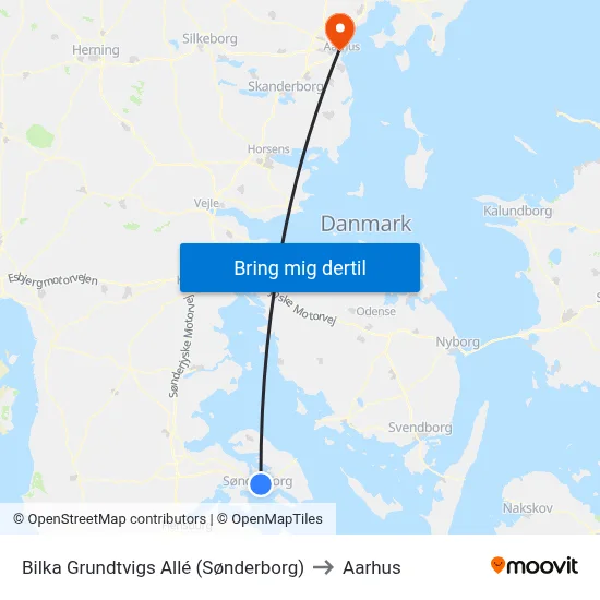 Bilka Grundtvigs Allé (Sønderborg) to Aarhus map