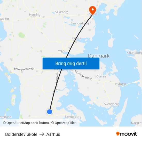 Bolderslev Skole to Aarhus map