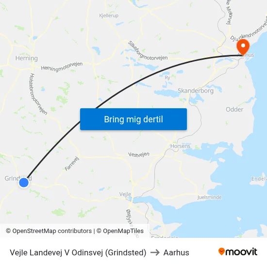 Vejle Landevej V Odinsvej (Grindsted) to Aarhus map