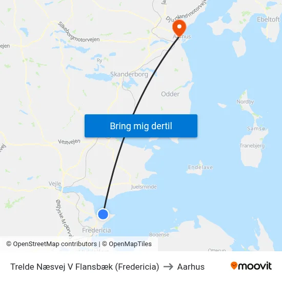 Trelde Næsvej V Flansbæk (Fredericia) to Aarhus map