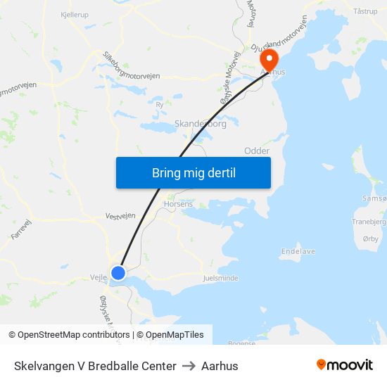 Skelvangen V Bredballe Center to Aarhus map