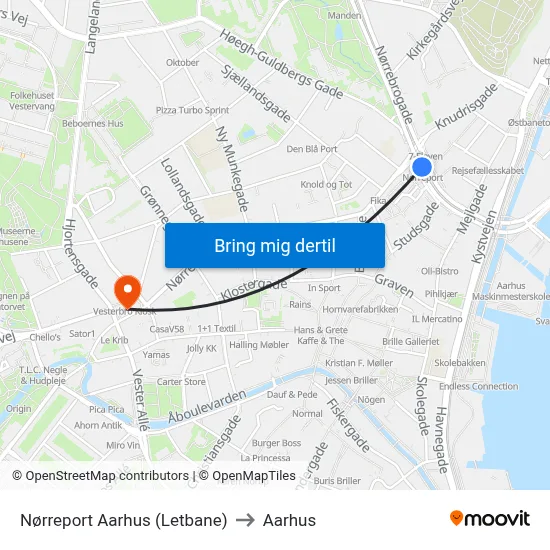 Nørreport Aarhus (Letbane) to Aarhus map