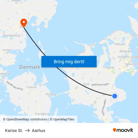 Karise St. to Aarhus map