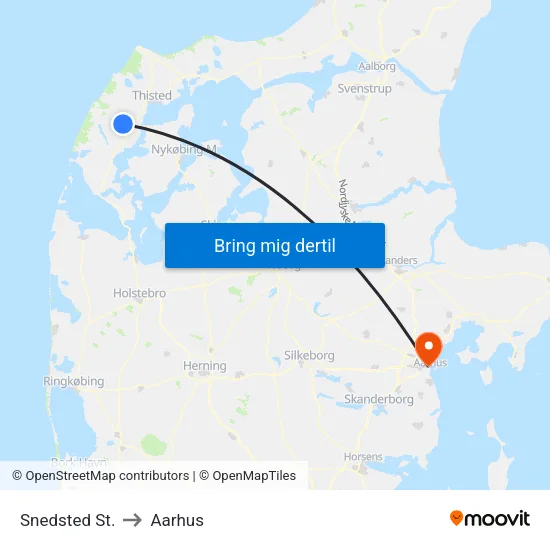 Snedsted St. to Aarhus map