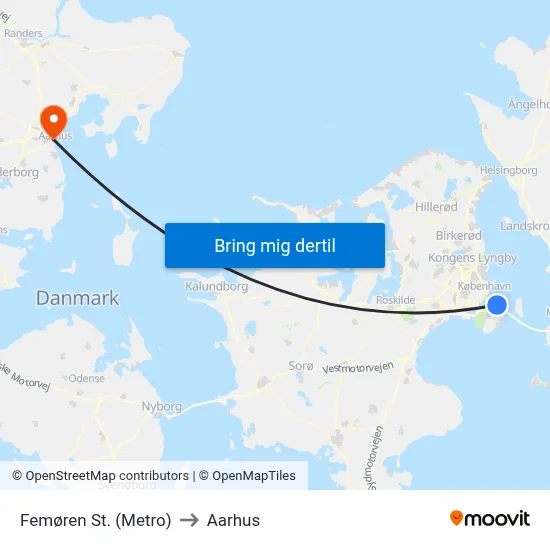 Femøren St. (Metro) to Aarhus map