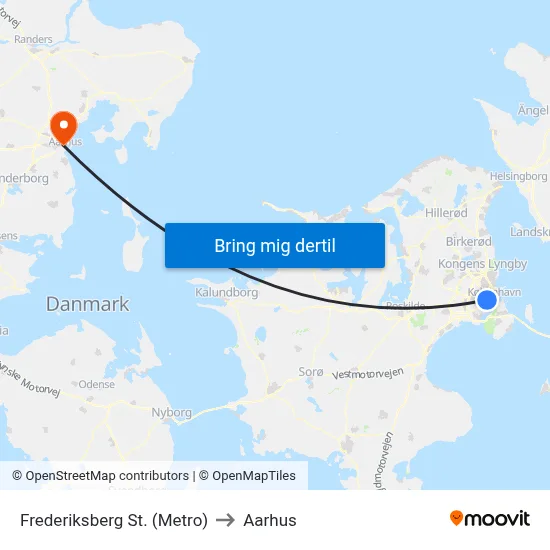Frederiksberg St. (Metro) to Aarhus map