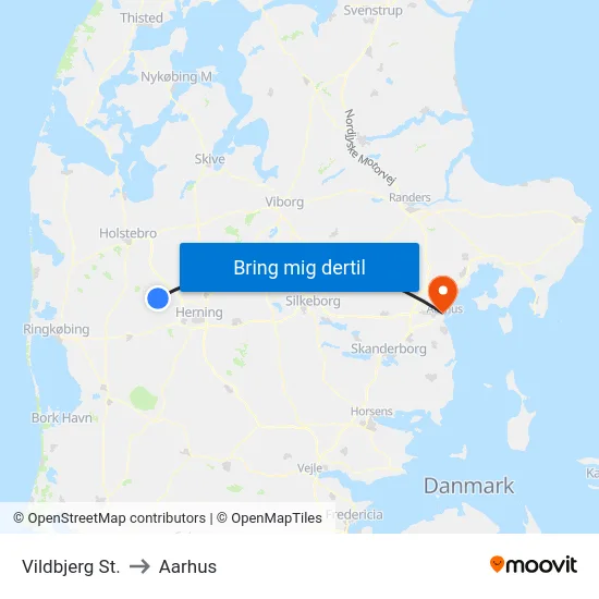 Vildbjerg St. to Aarhus map